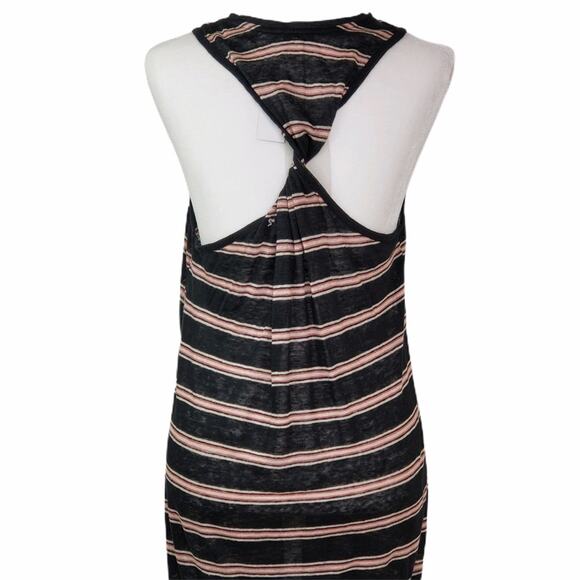 Joie Brellen Twist Back Slub Linen Jersey Midi Dress In Caviar Runs Small NEW - Picture 8 of 13